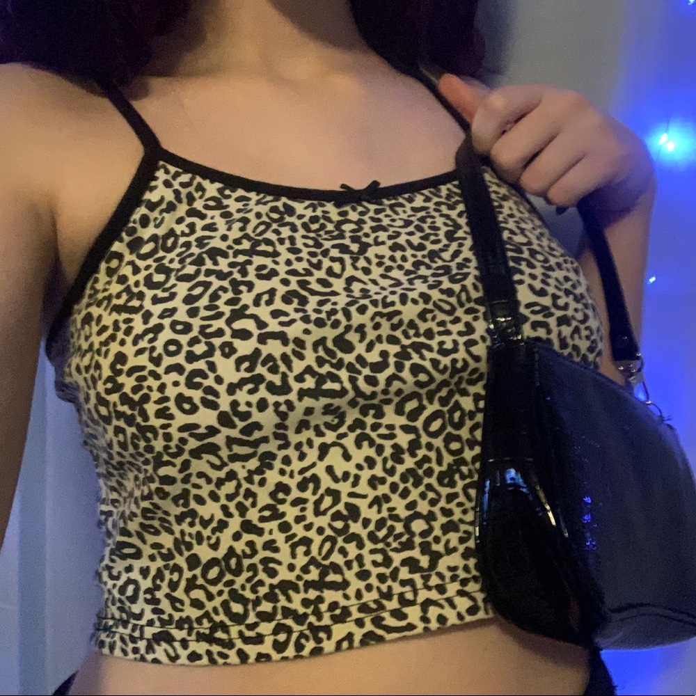 cheetah print crop top with bow cami crop top 🖤